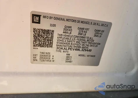 2021 GMC Terrain Slt z USA, uszkodzony, nr VIN 3GKALPEV4ML329449